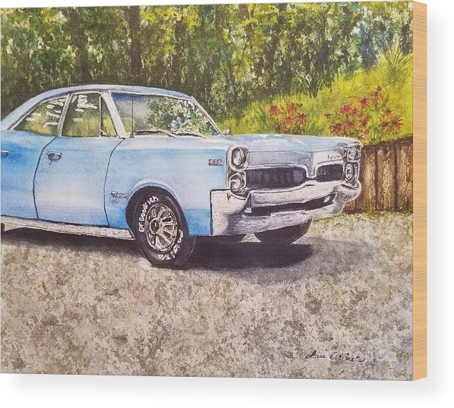 American Muscle Car Wood Print featuring the painting Pontiac Tempest custom 326 by Lisa Debaets