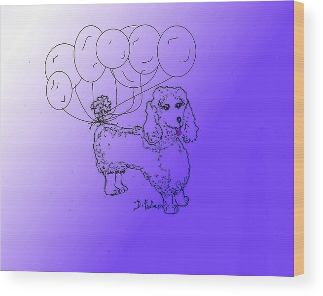 Animal Wood Print featuring the drawing Poodle by Denise F Fulmer