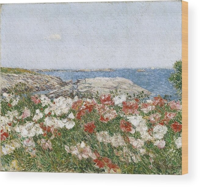 Frederick Childe Hassam (american Wood Print featuring the painting Poppies on the Isles of Shoals by MotionAge Designs