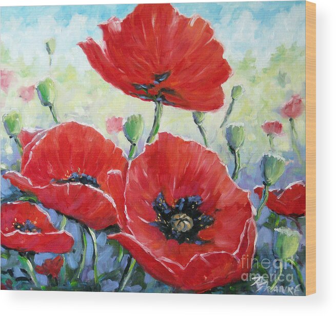 Art Wood Print featuring the painting Poppy Love floral scene by Richard T Pranke