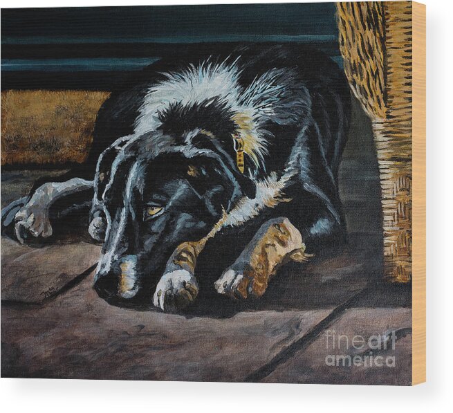 Acrylic Wood Print featuring the painting Porch Pup by Jackie MacNair