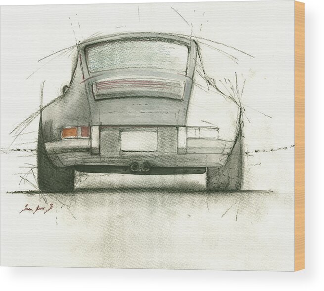Porsche Art Wood Print featuring the painting Porsche 911 rs by Juan Bosco