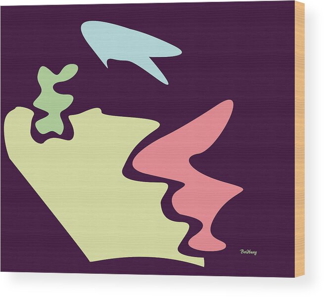 Abstract In The Living Room Wood Print featuring the digital art Post Miro by David Bridburg