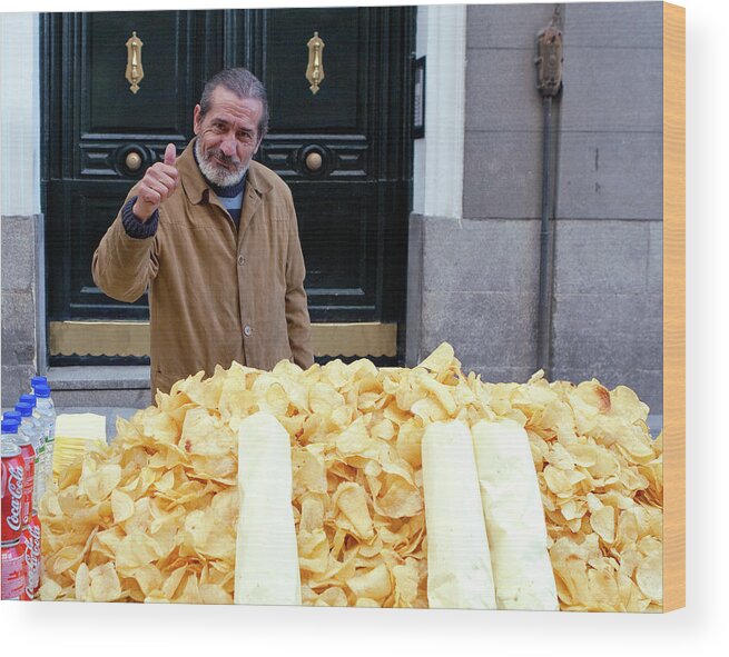 Madrid Wood Print featuring the photograph Potato Chip Man by Lorraine Devon Wilke