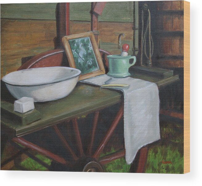 Oil Painting Wood Print featuring the painting Prairie Ablutions by Todd Cooper