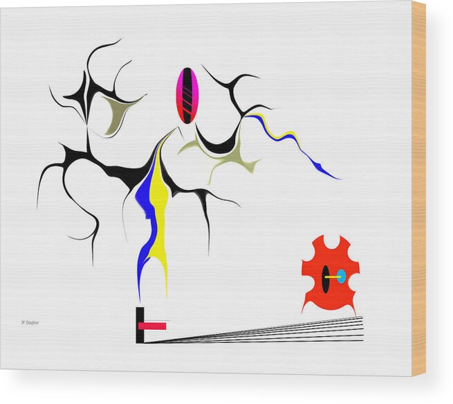 Abstract Wood Print featuring the painting Precarious Study No.7 by Joe Dagher