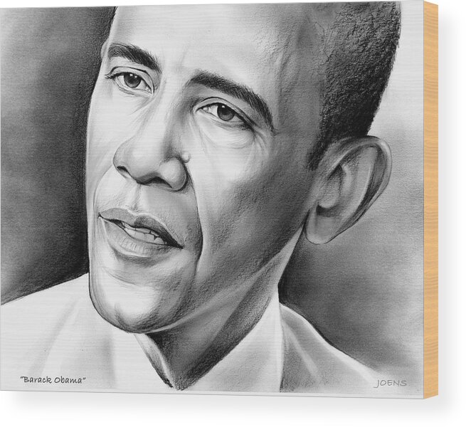 President Wood Print featuring the drawing President Barack Obama by Greg Joens