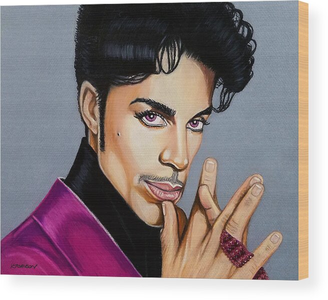 Prince Wood Print featuring the drawing Prince Majesty by Kevin Johnson Art