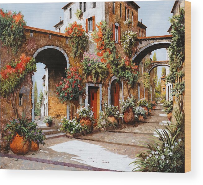 Landscape Wood Print featuring the painting Profumi Di Paese by Guido Borelli