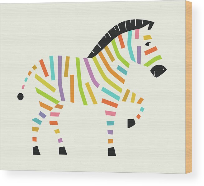 Zebra Wood Print featuring the digital art Psychedelic Zebra by Jazzberry Blue