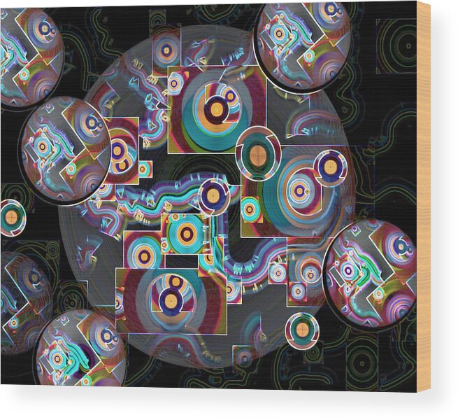 Multicolored Wood Print featuring the digital art Pulse of the Motherboard by Lynda Lehmann