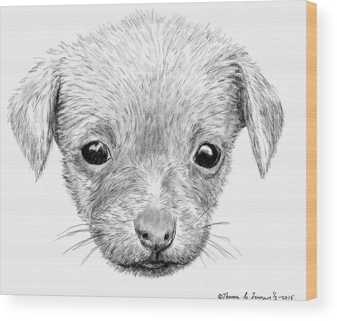 Sketch Wood Print featuring the digital art Puppy by ThomasE Jensen