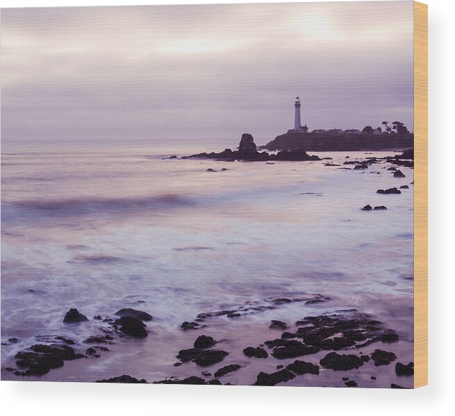 Pigeon Point Lighthouse Wood Print featuring the photograph Purple Glow At Pigeon Point Lighthouse Alternate Crop by Priya Ghose