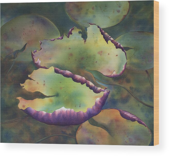 Water Florals Wood Print featuring the painting Purple linings I by Johanna Axelrod
