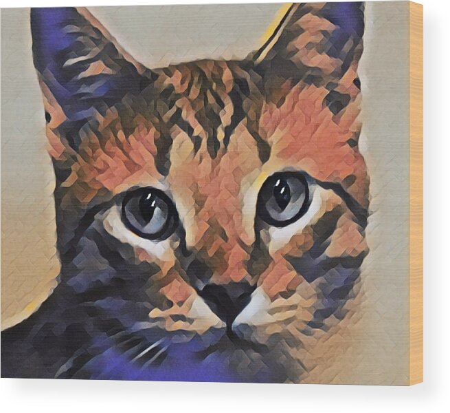 Cat Wood Print featuring the photograph Purrfect by Kimberly Woyak