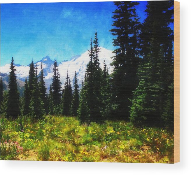 Mount Ranier Wood Print featuring the photograph Ranier Mountain Meadow by Timothy Bulone