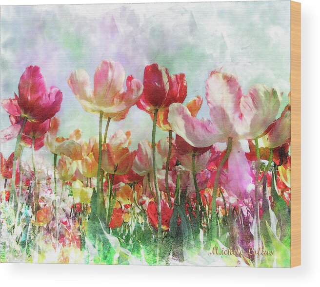 Tulips Wood Print featuring the digital art Reaching for the Sky by Michele A Loftus
