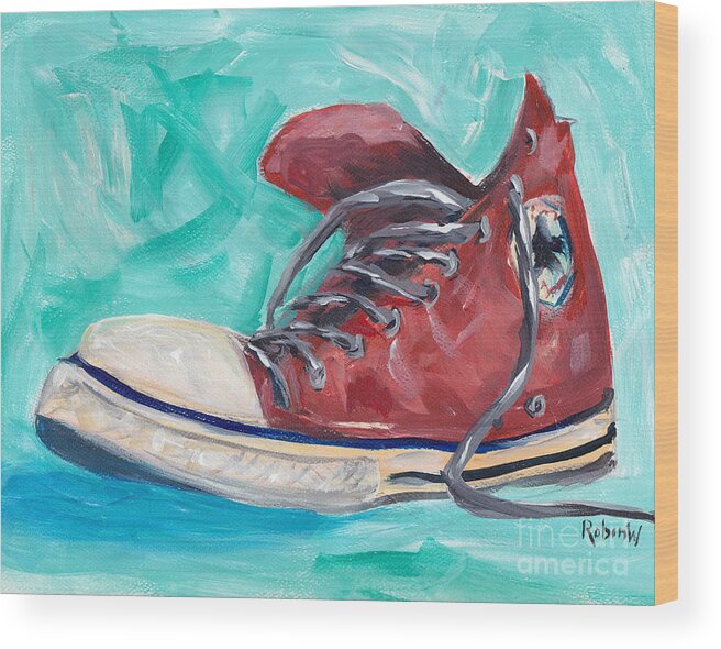 Red Wood Print featuring the painting Red Chuck by Robin Wiesneth