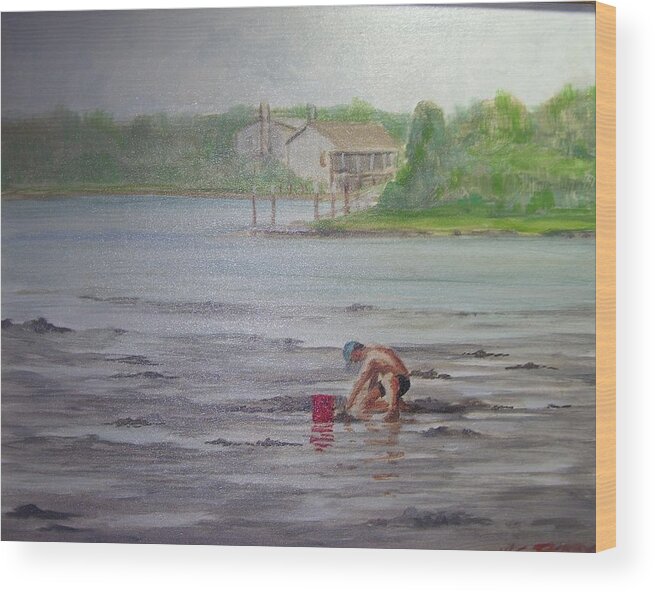 Seashore Wood Print featuring the painting Red Pail 11 by Perry's Fine Art