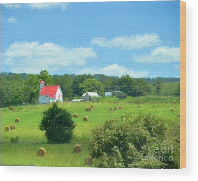 Church Wood Print featuring the photograph Red Roof Church by Kerri Farley