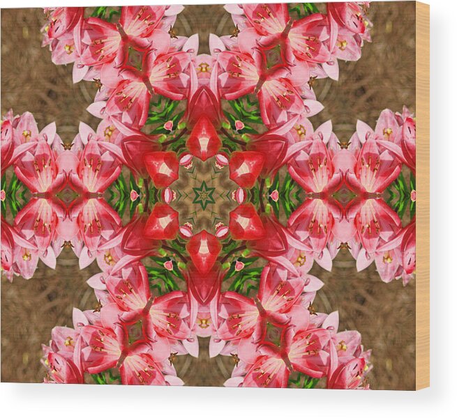 Red Wood Print featuring the photograph Red Rose Kaleidoscope by Bill Barber