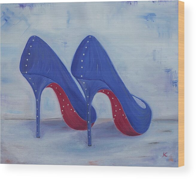 Shoes Wood Print featuring the painting Red Soul Shoes by Neslihan Ergul Colley