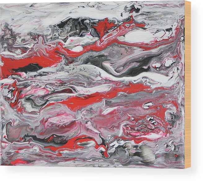 Red Wood Print featuring the painting Red Strata by Madeleine Arnett