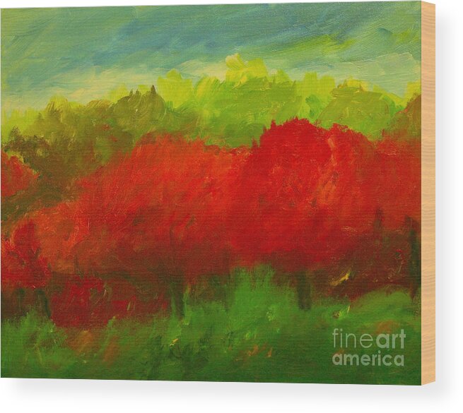 Cherries Wood Print featuring the painting Red Sweet Cherry Trees by Julie Lueders 