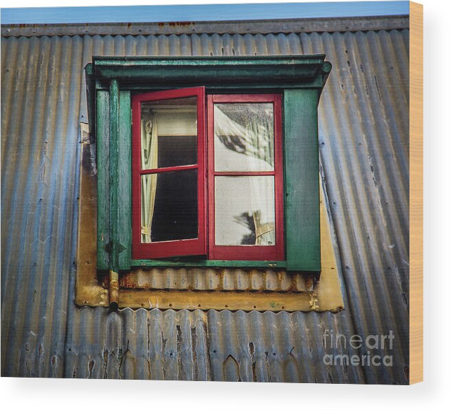 Red Wood Print featuring the photograph Red Windows by Perry Webster