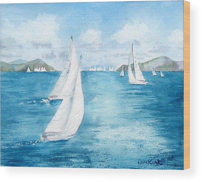  Yachts Wood Print featuring the painting Regatta Time by Diane Kirk