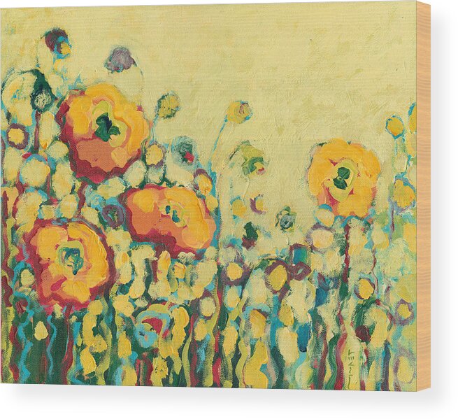 Floral Wood Print featuring the painting Reminiscing on a Summer Day by Jennifer Lommers