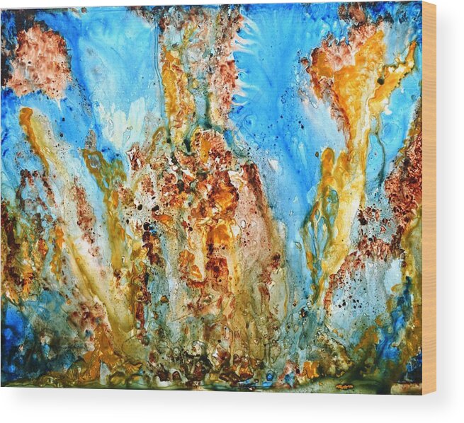 Rhaposdy Wood Print featuring the painting Rhapsody abstract painting by Manjiri Kanvinde