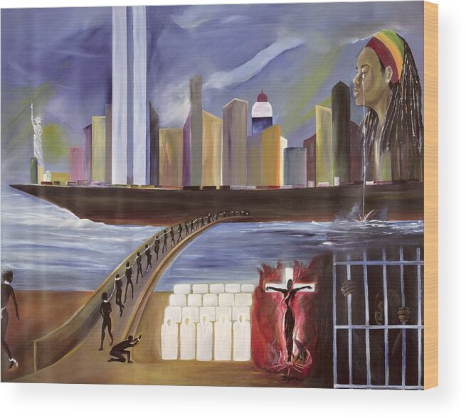 Crossing Wood Print featuring the painting River of Babylon by Ikahl Beckford