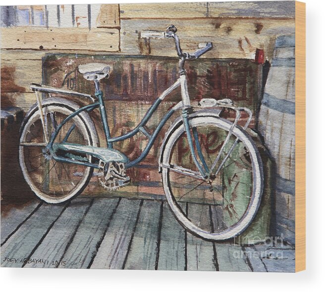 Vintage Wood Print featuring the painting Roadmaster Bicycle by Joey Agbayani
