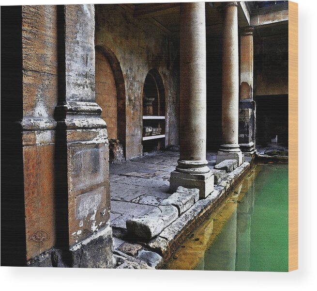 Roman Ruins Wood Print featuring the digital art Roman Pillars by Vicki Lea Eggen