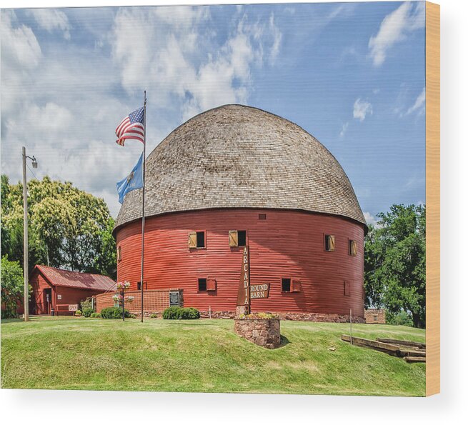 Route Wood Print featuring the photograph Route 66 Arcadia Red Round Barn by Bert Peake