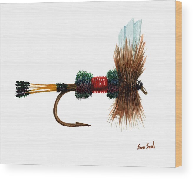 Fishing Wood Print featuring the painting Royal Coachman Illustration by Sean Seal