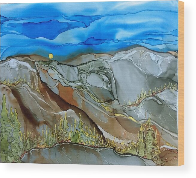 Landscape Wood Print featuring the painting Rugged by Pat Purdy