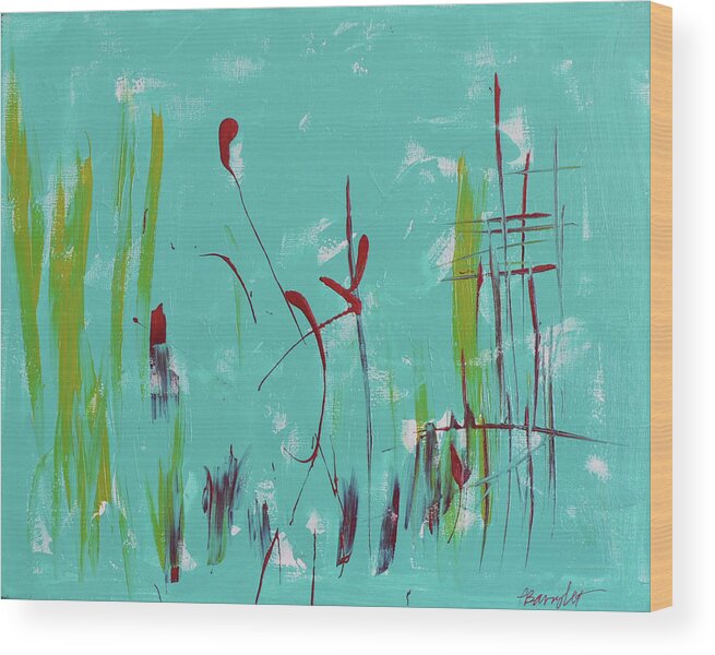 Top Wood Print featuring the painting Rushes And Reeds by Paulette B Wright