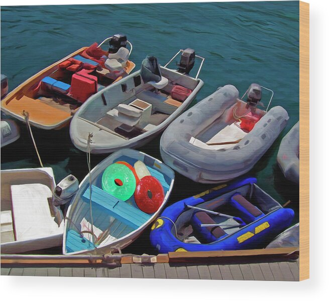 Boats Wood Print featuring the painting Safety First by Snake Jagger