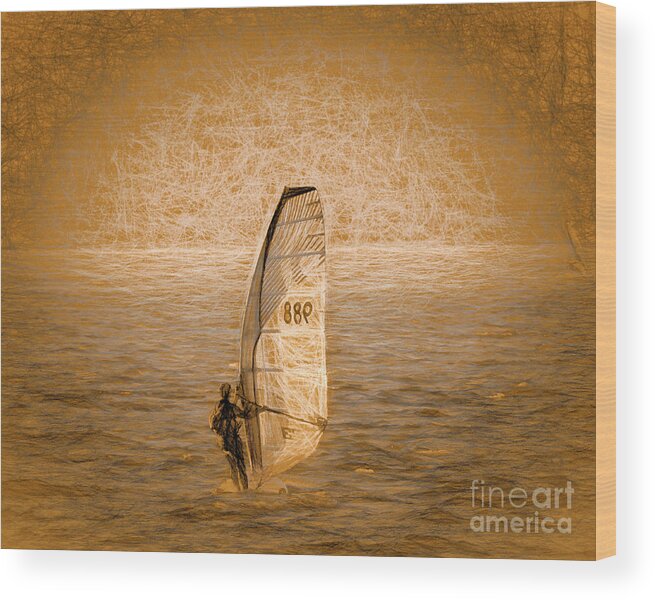 Sailboarding-windsurfing Wood Print featuring the photograph Sailboarding Abstract by Scott Cameron