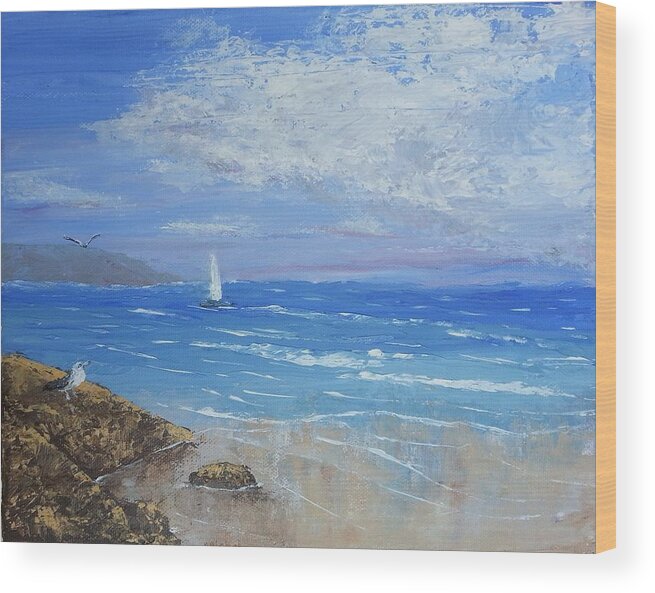 Palette Knife Painting Wood Print featuring the painting Sailing Away by Mishel Vanderten