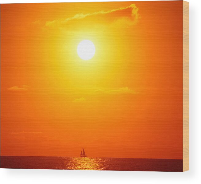 Ocean Wood Print featuring the photograph Sailing on a Sea of Orange by Lawrence S Richardson Jr