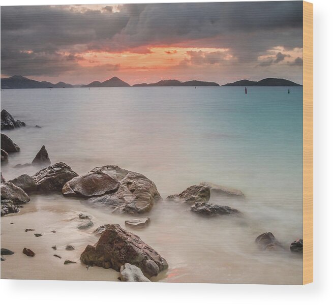Beach Wood Print featuring the photograph Salomon Beach Sunset by Kelly VanDellen