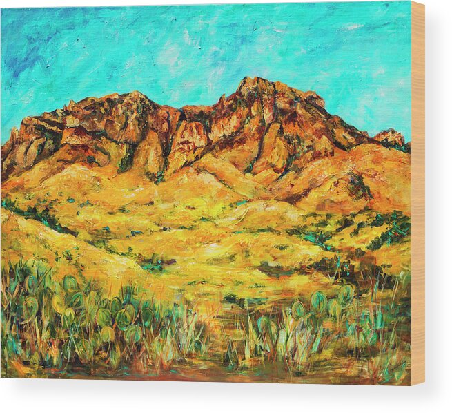 Sancristos Wood Print featuring the painting San Cristo Mountains by Sally Quillin