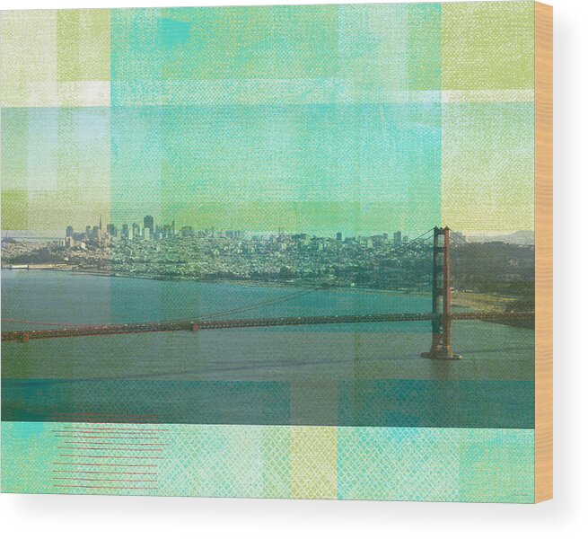 San Francisco Wood Print featuring the painting San Francisco Spring- Abstract Ar by Linda Woods