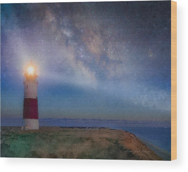 Sankaty Head Light Wood Print featuring the painting Sankaty Head Light, Nantucket by Bill McEntee