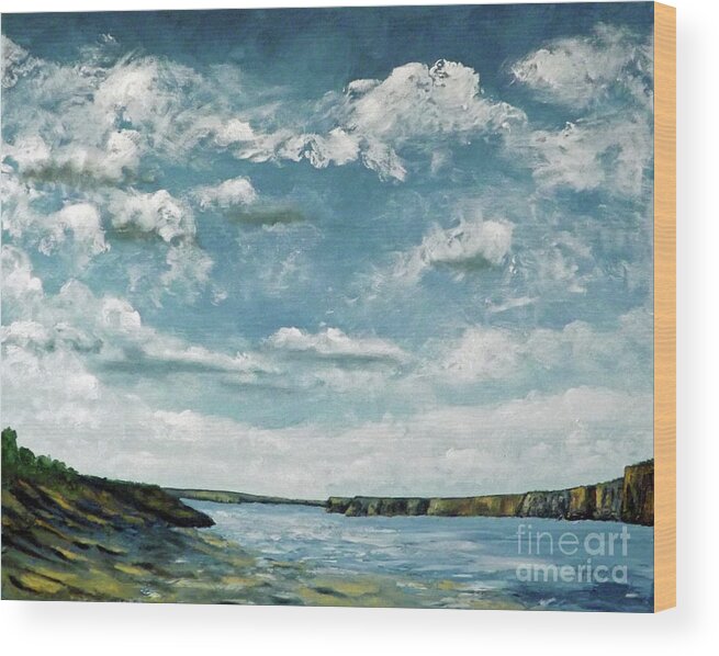 Landscape Wood Print featuring the painting Santa Rosa Lake 1 by Carl Owen