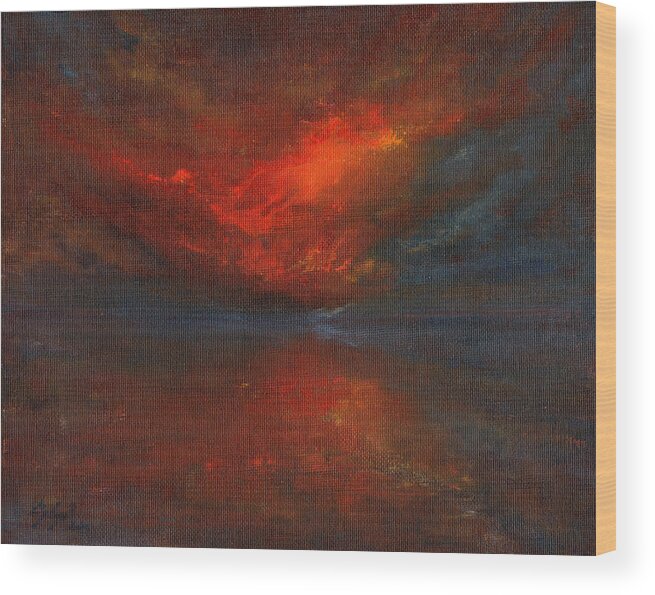 Skyscape Wood Print featuring the painting Sapphire Sunset by Jane See