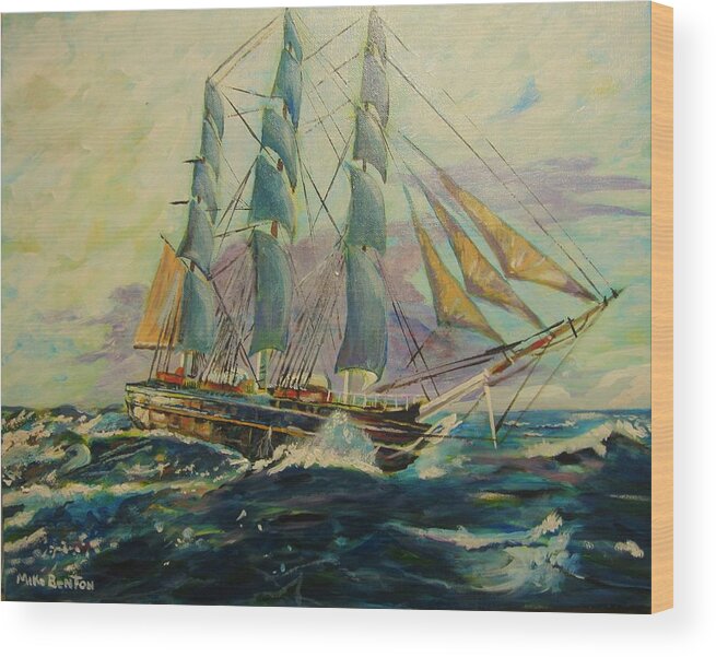 Ship Wood Print featuring the painting Sea Clipper by Mike Benton